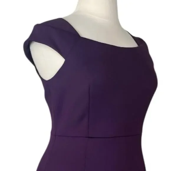 Calvin Klein Sheath Dress Cap Sleeve Square Neck Scuba Plum Women’s Size 14 - Picture 6 of 12
